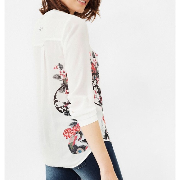 Desigual Cam Eva button up blouse top S - Picture 2 of 8